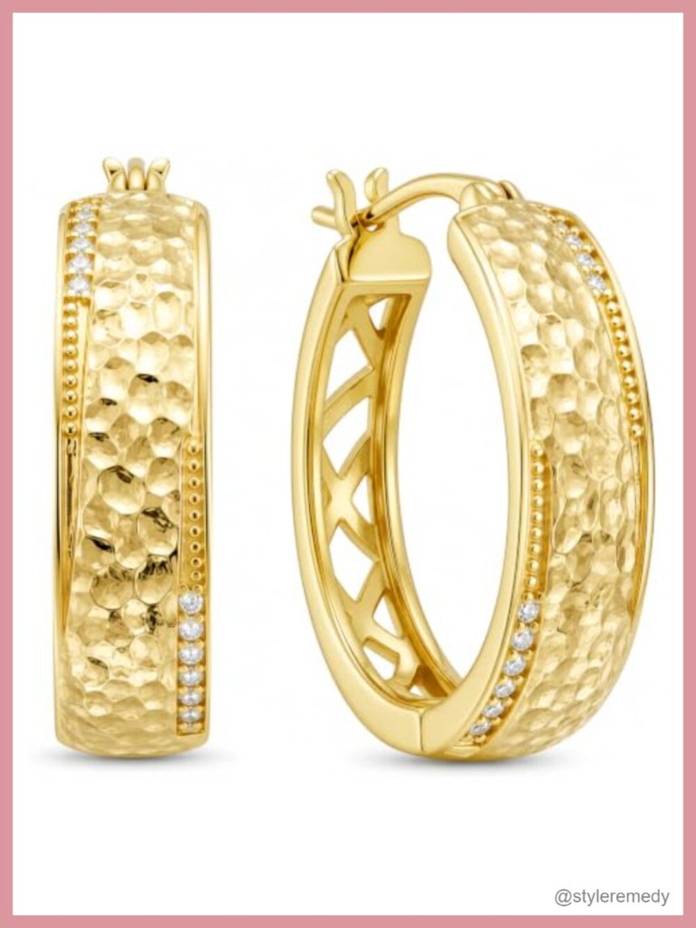 14k Gold Plated Chunky Hoop Earrings Textured Wide Huggie 20mm